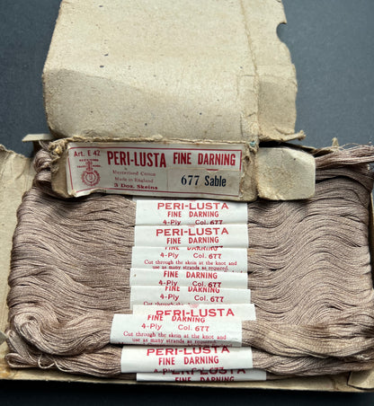 Box of 3 Dozen Skeins of PERI-LUSTA Fine Darning Thread Colour 677 Sable