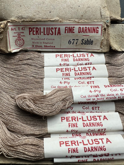 Box of 3 Dozen Skeins of PERI-LUSTA Fine Darning Thread Colour 677 Sable