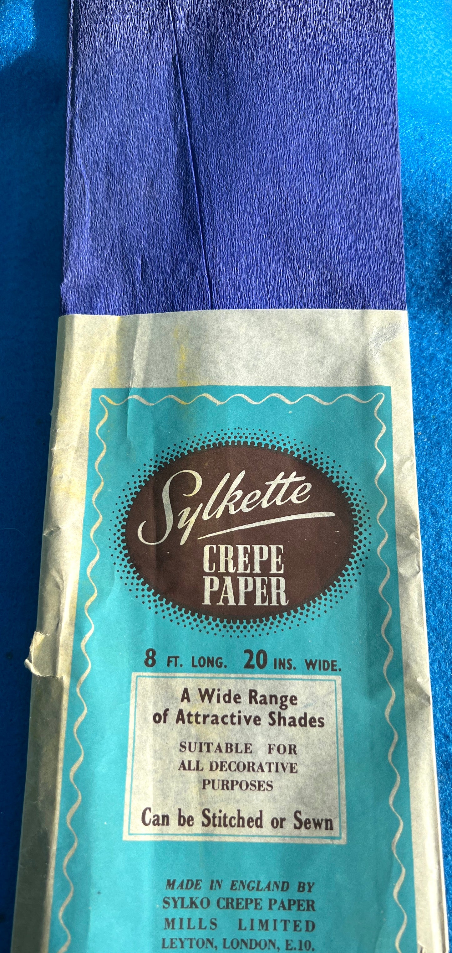 8 ft Vintage Crepe Paper 20" wide "SUITABLE FOR ALL DECORATIVE PURPOSES"