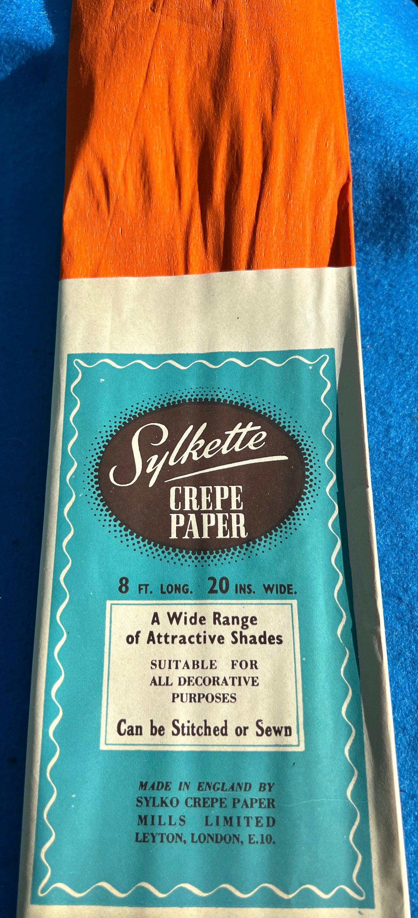 8 ft Vintage Crepe Paper 20" wide "SUITABLE FOR ALL DECORATIVE PURPOSES"