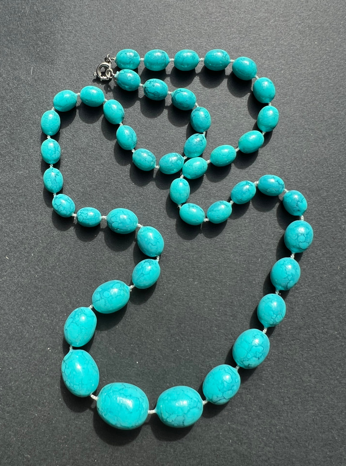 1960s Turquoise Plastic Bead Necklace
