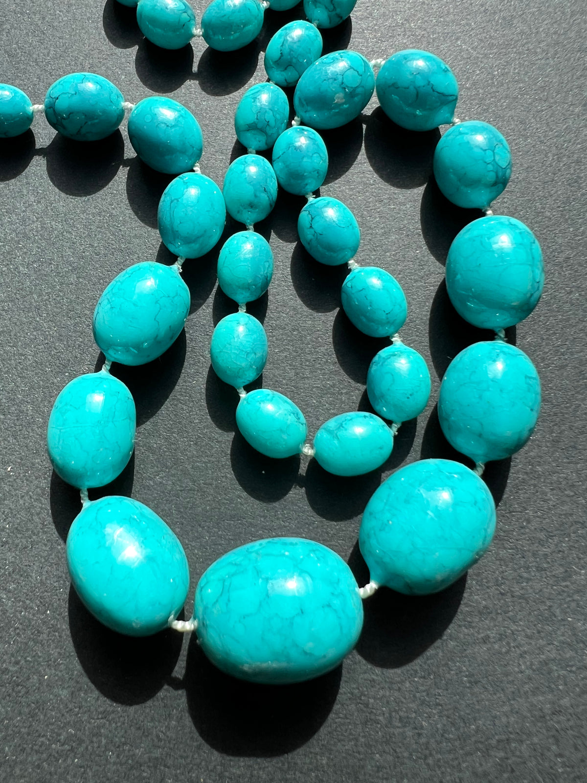 1960s Turquoise Plastic Bead Necklace