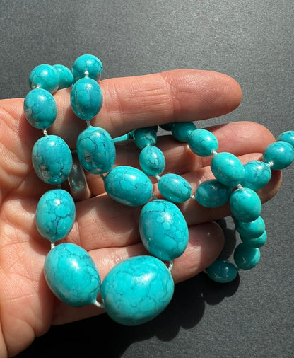 1960s Turquoise Plastic Bead Necklace
