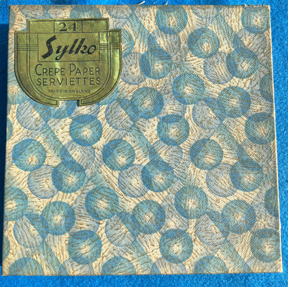 1930s Box of 24 Blue Sylko Crepe Paper Serviettes Made in England