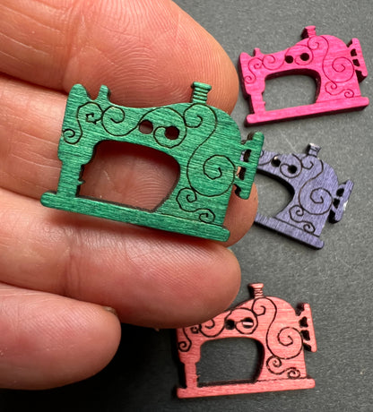 6  Wooden Sewing Machine Buttons