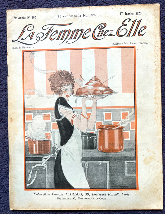 1920s Kitchen on Front Cover of 1st January 1923 French Review "La Femme Chez Elle"