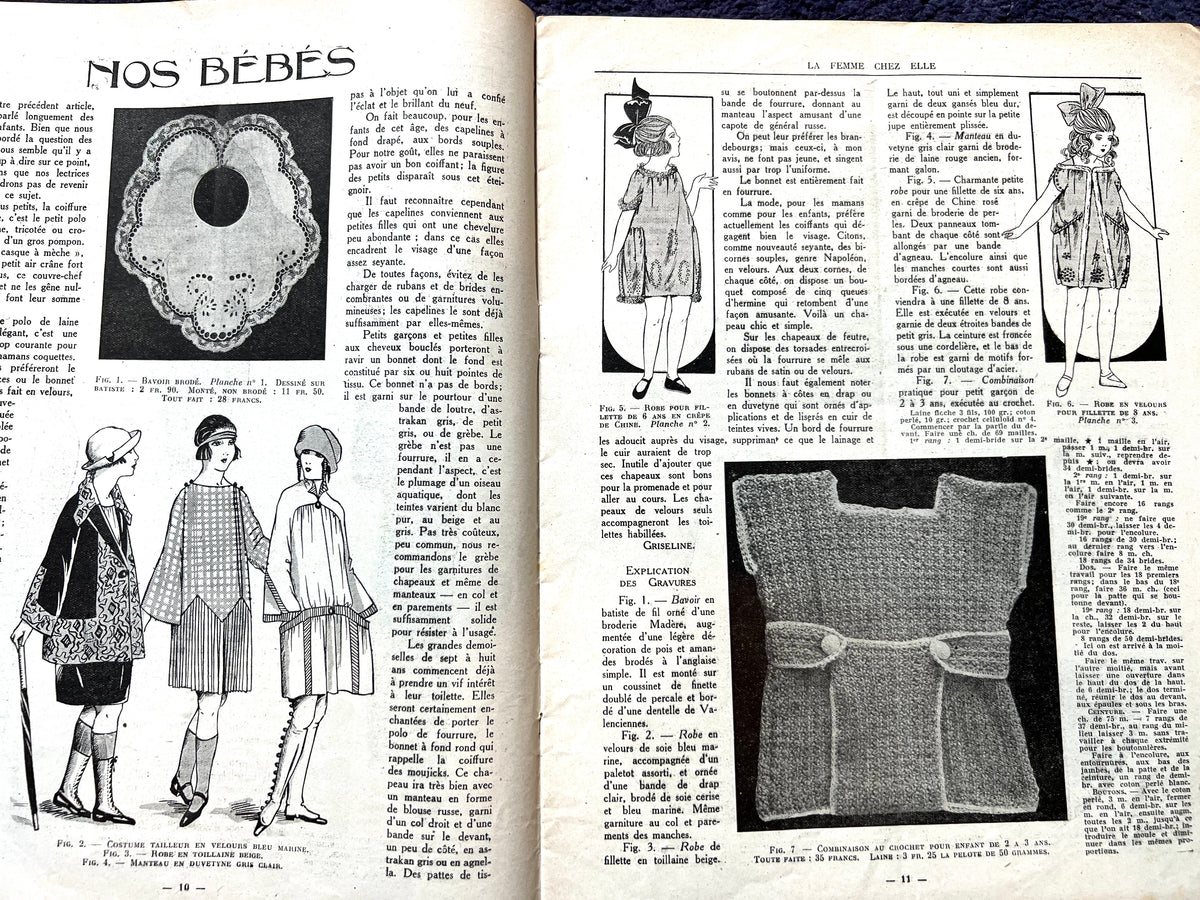 Absorbed in Needlework on Front Cover of 15th December 1922 French Review "La Femme Chez Elle" incl Patterns