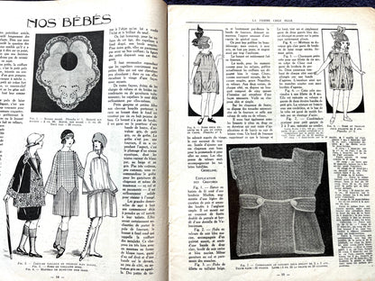 Absorbed in Needlework on Front Cover of 15th December 1922 French Review "La Femme Chez Elle" incl Patterns