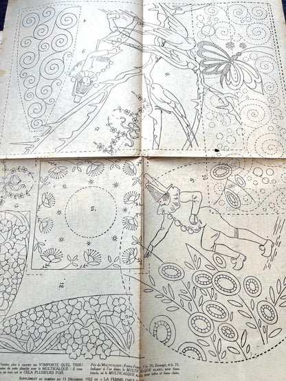 Absorbed in Needlework on Front Cover of 15th December 1922 French Review "La Femme Chez Elle" incl Patterns