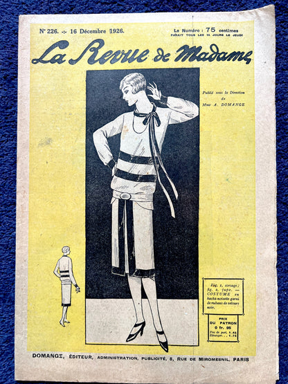 100 Years Old ! 16th December 1926 French Fashion Paper La Revue de Madame