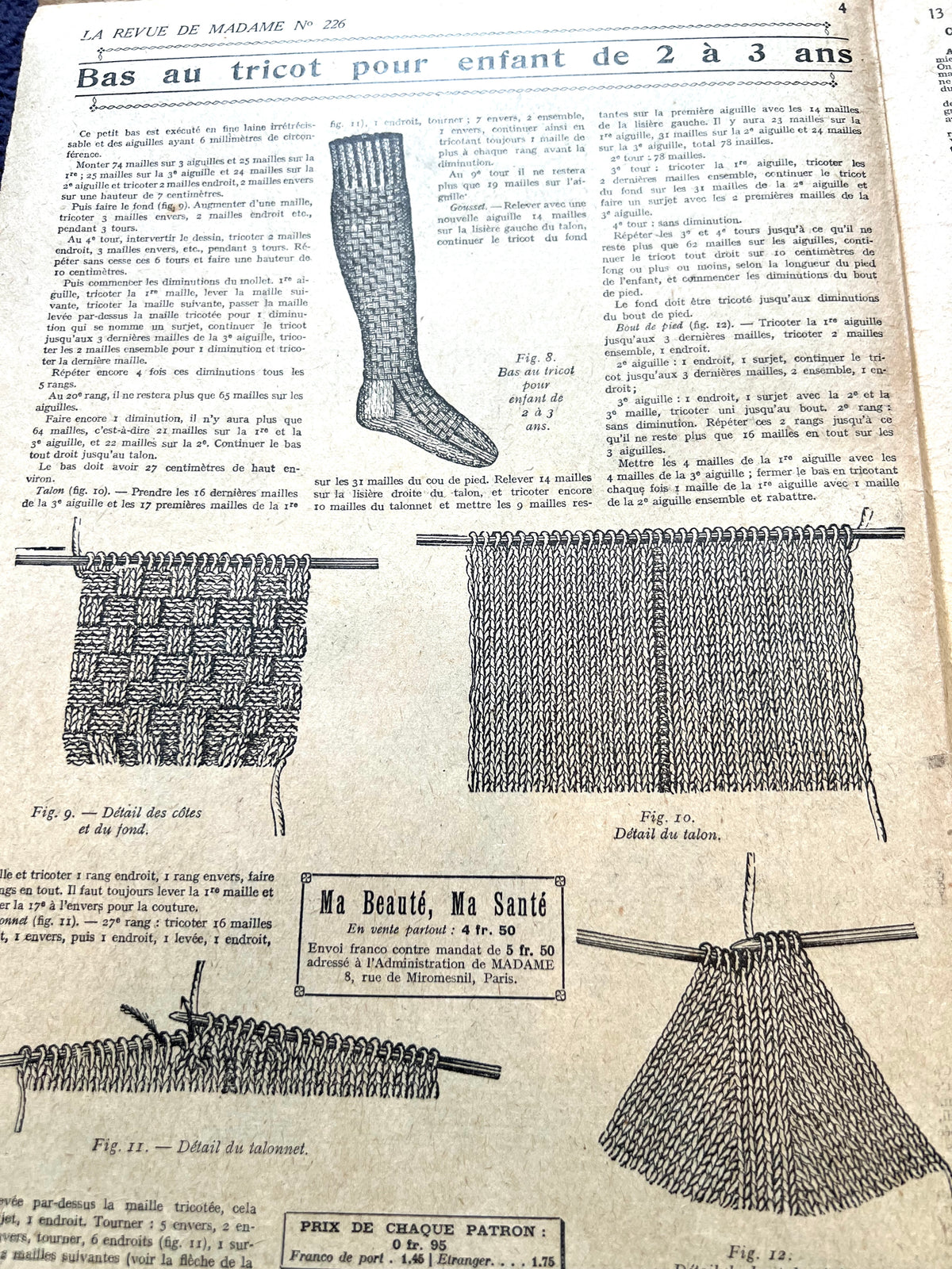 100 Years Old ! 16th December 1926 French Fashion Paper La Revue de Madame