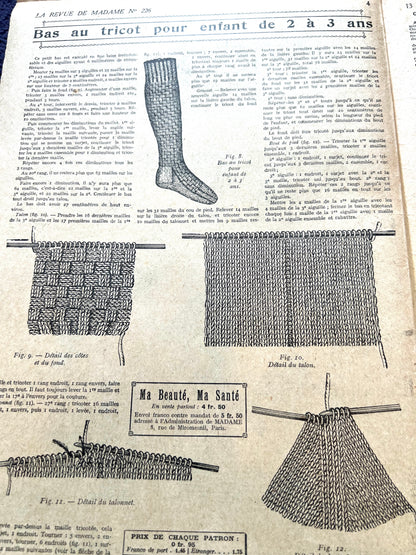 100 Years Old ! 16th December 1926 French Fashion Paper La Revue de Madame