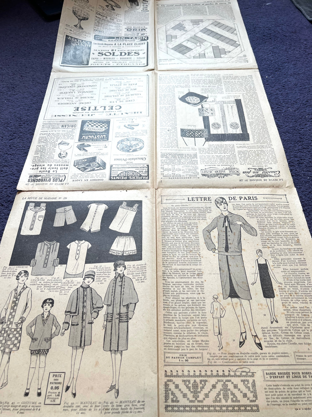 100 Years Old ! 16th December 1926 French Fashion Paper La Revue de Madame