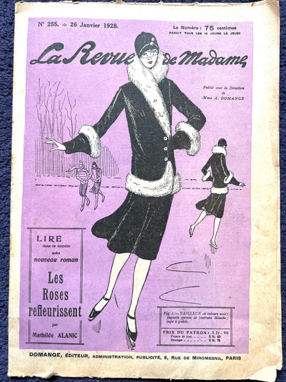 Elegant Skating Attire on Cover of  26th January 1928 French La Revue de Madame