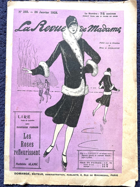 Elegant Skating Attire on Cover of  26th January 1928 French La Revue de Madame