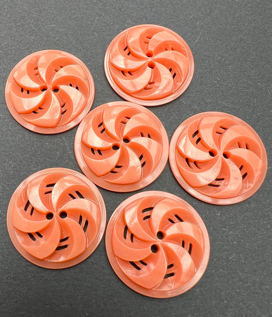 Coral Rose Swirl  2.2cm or 1.7cm Vintage Buttons