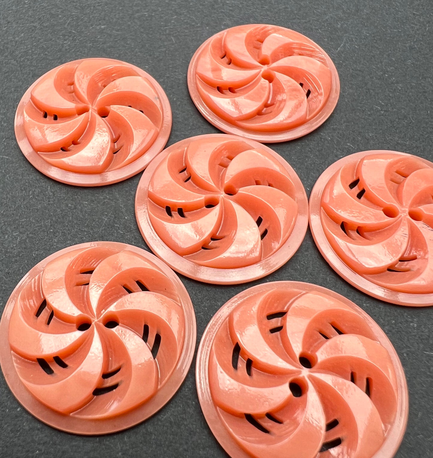 Coral Rose Swirl  2.2cm or 1.7cm Vintage Buttons