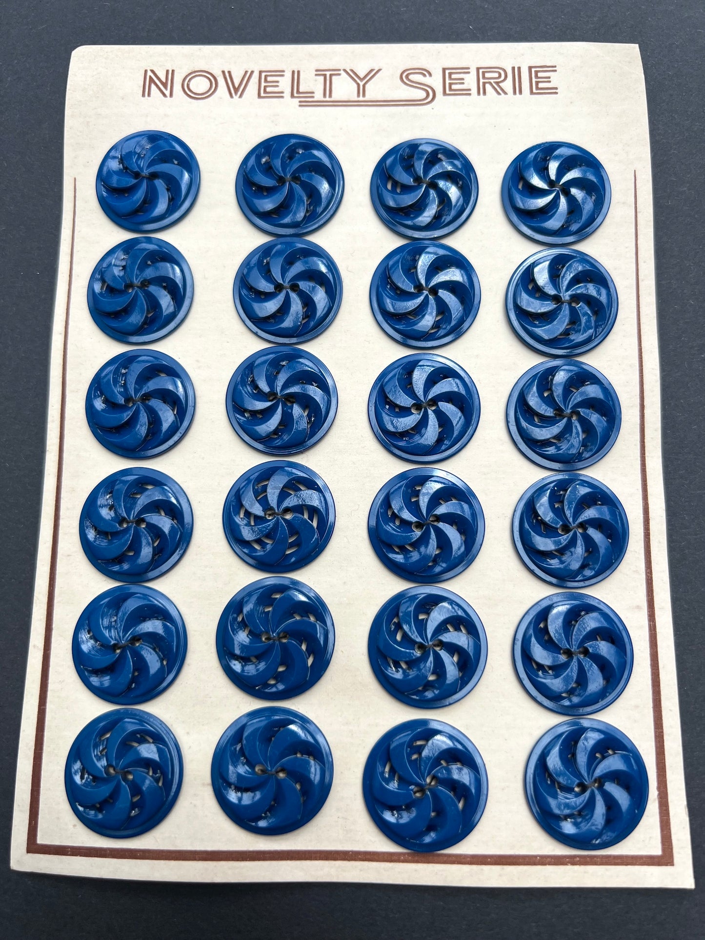 Deep Gentian Blue Swirling  Vintage 2.2cm or 1.7cm Buttons