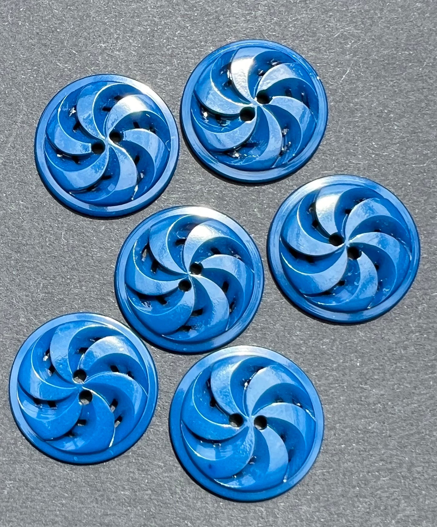 Deep Gentian Blue Swirling  Vintage 2.2cm or 1.7cm Buttons