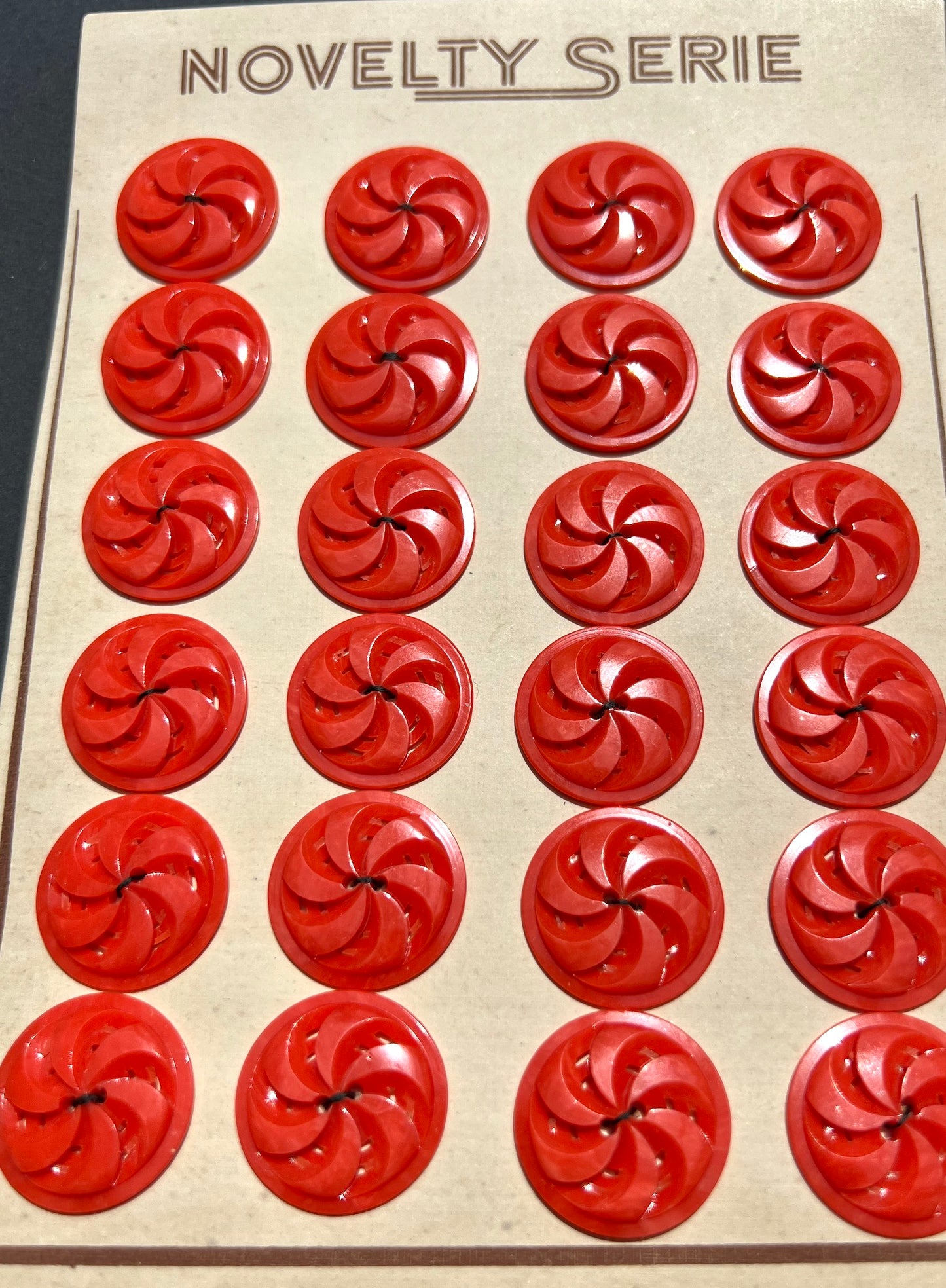 Energetic Swirly Vintage  Red 2.2cm or 1.7cm Buttons - 6 or 24