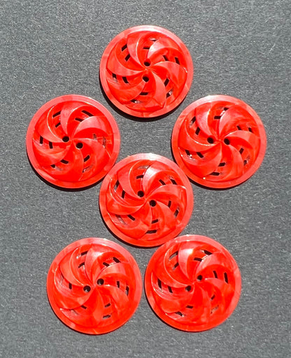 Energetic Swirly Vintage  Red 2.2cm or 1.7cm Buttons - 6 or 24