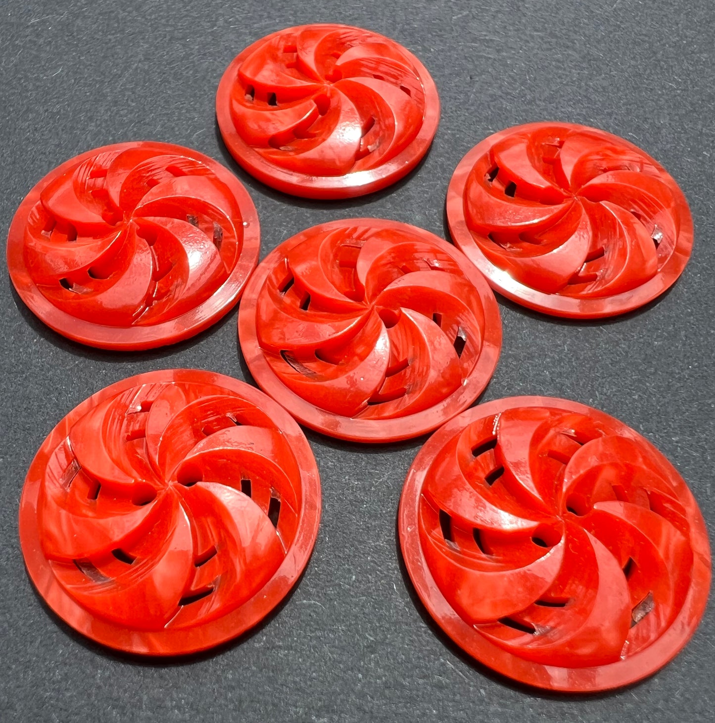 Energetic Swirly Vintage  Red 2.2cm or 1.7cm Buttons - 6 or 24