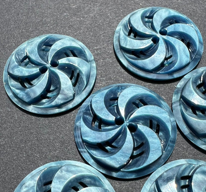 Dappled Azure Blue 2.2cm or 1.7cm Vintage Buttons - 6 or 24