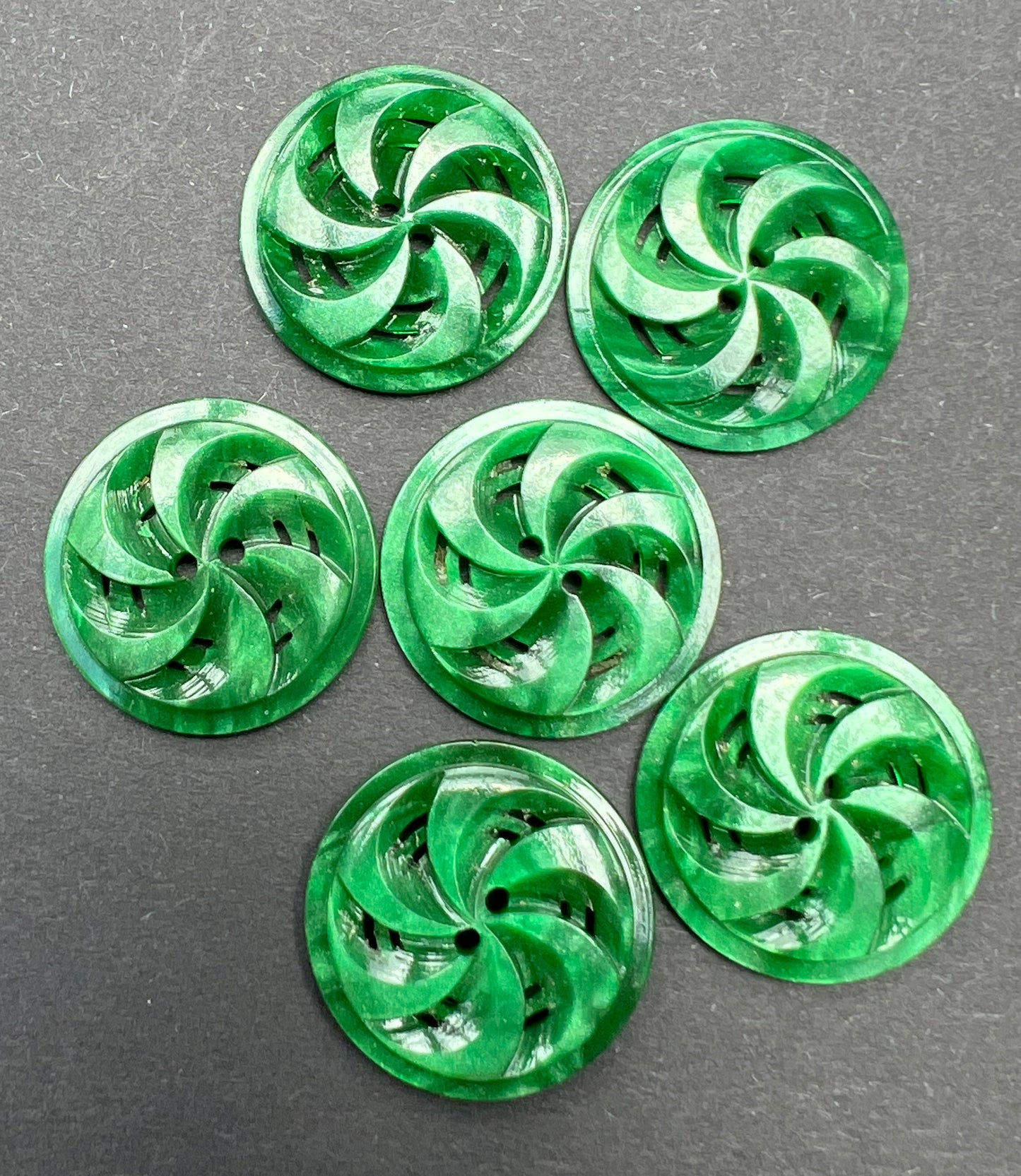 Intense Leaf Green Swirling  2.2cm or 1.7cm Vintage Buttons