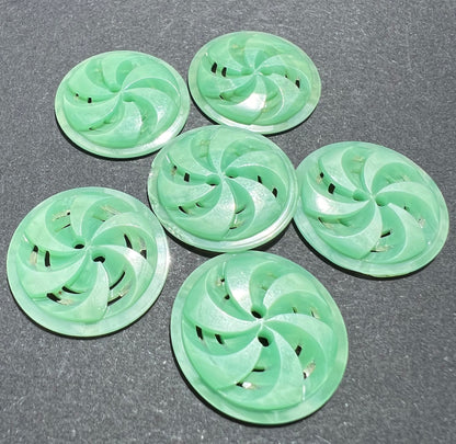 Peppermint Green Swirling  2.2cm Vintage Buttons