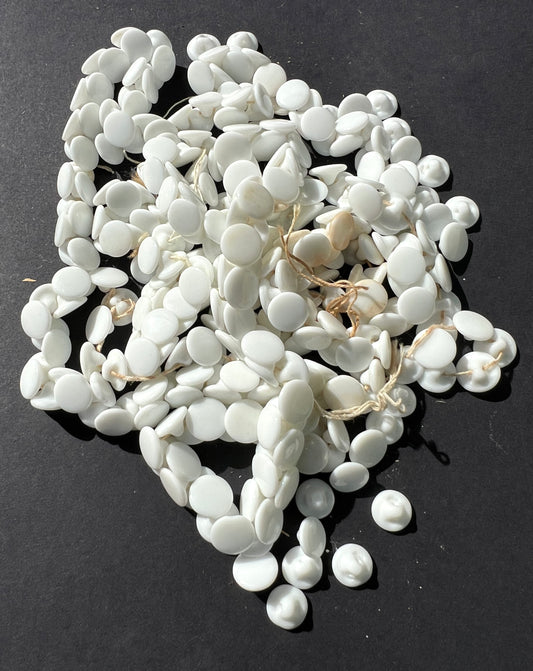 Aprox 480 Vintage Czechoslovakian White Glass 1cm Buttons