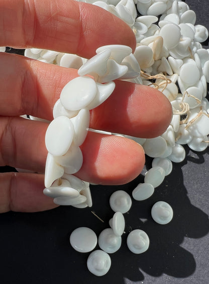 Aprox 480 Vintage Czechoslovakian White Glass 1cm Buttons