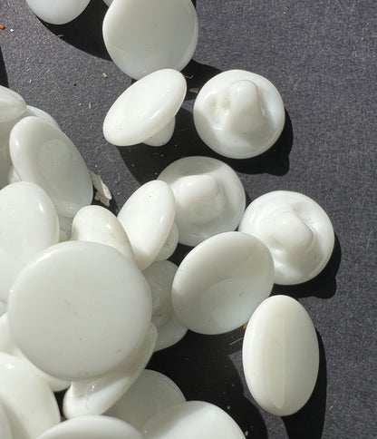 Aprox 480 Vintage Czechoslovakian White Glass 1cm Buttons