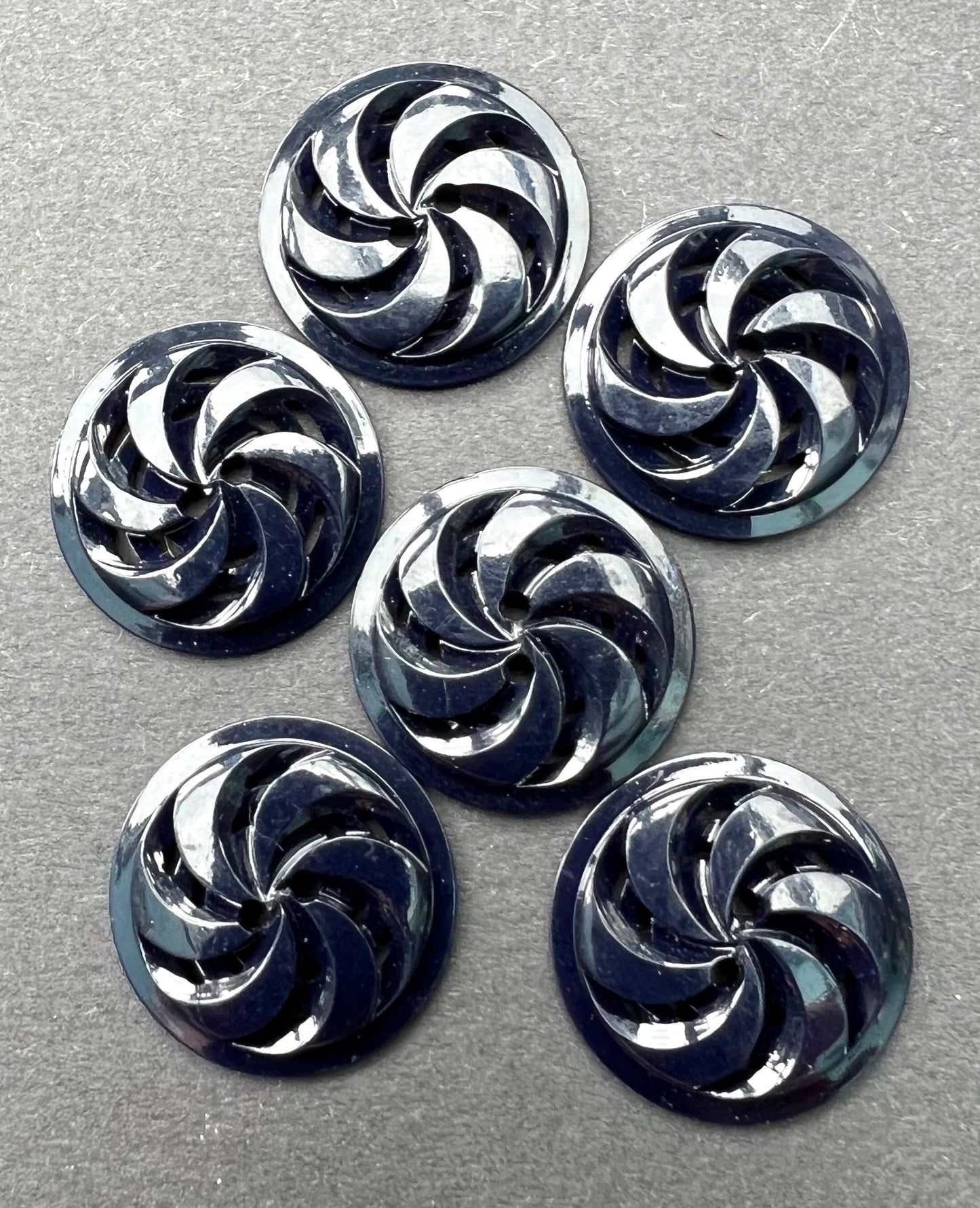 Inky Blue Swirly Vintage 2cm Buttons