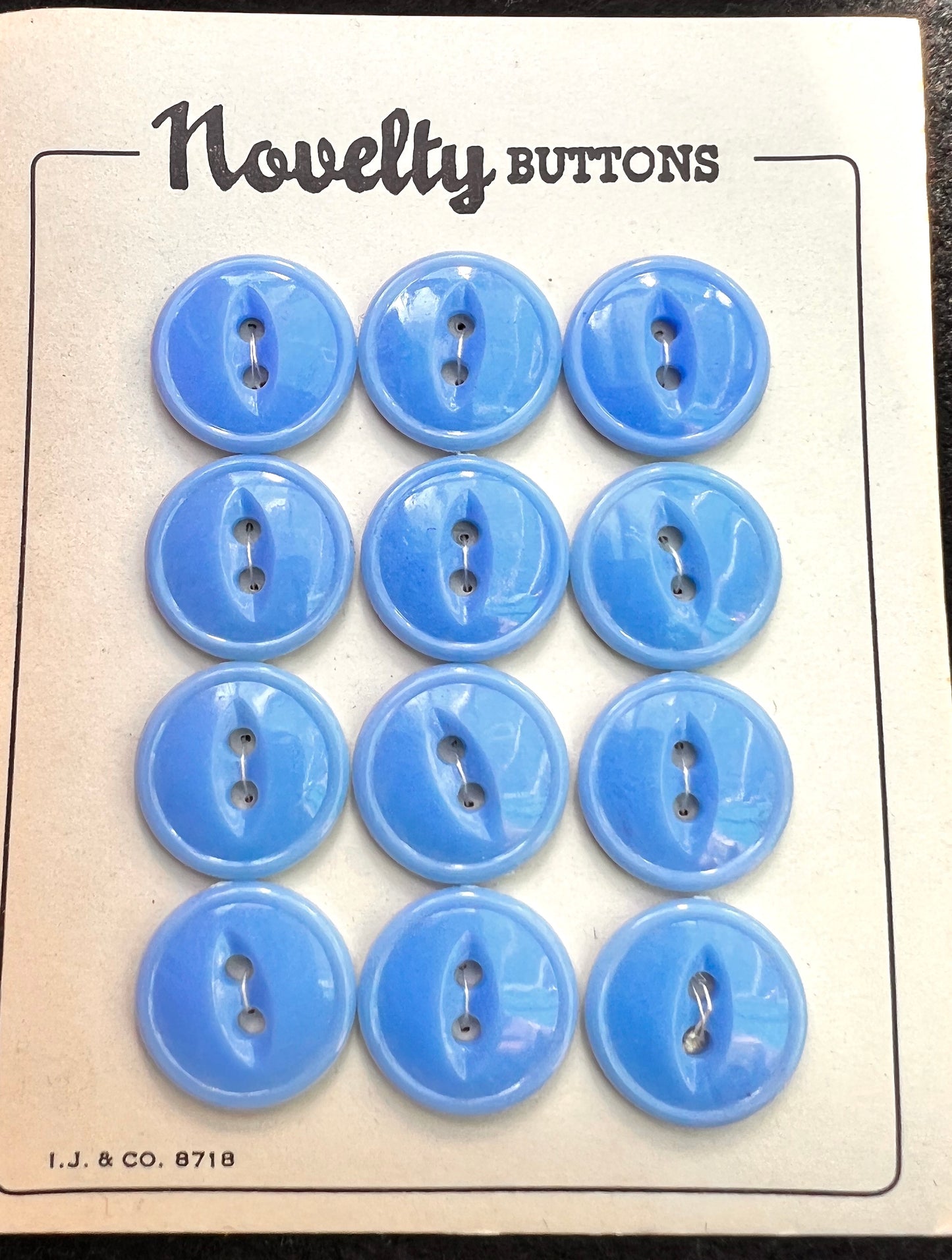 12 Sky Blue 1940s  Buttons - 1.8cm wide.