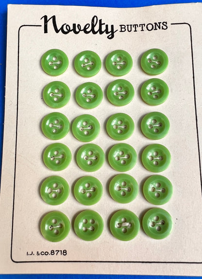 1940s Fresh Grass Green Buttons - 24 x 1cm or 1.3cm