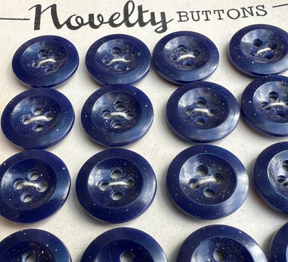 12 or 24 Speckled Deep Blue 1940s  Buttons - 1.7cm, 1.3cm or 1cm