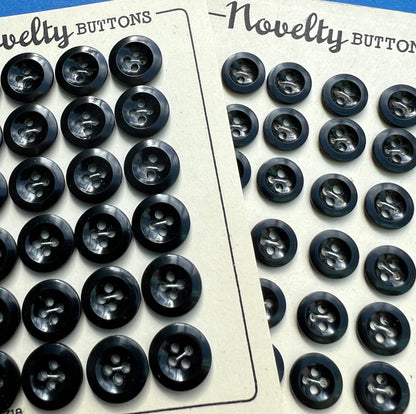 1940s Simple Black Buttons - 24 x 1cm or 1.3cm