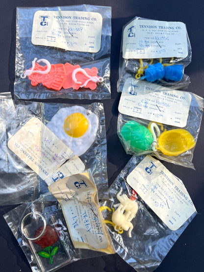 10 Assorted Key Rings - Vintage Hong Kong Salesman's Samples