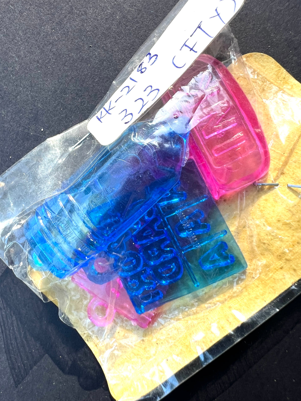 4 Plastic Desktop Charms - Vintage Hong Kong Salesman's Sample