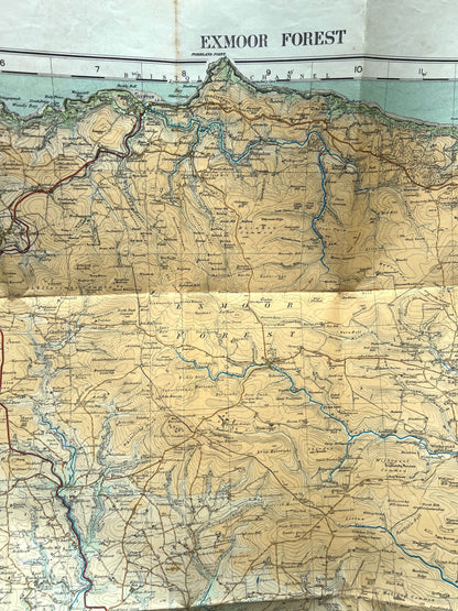 1920s ORDNANCE SURVEY 1" to 1 Mile Map of EXMOOR