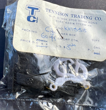 2 Black Pistol Key Rings - Vintage Hong Kong Salesman's Sample