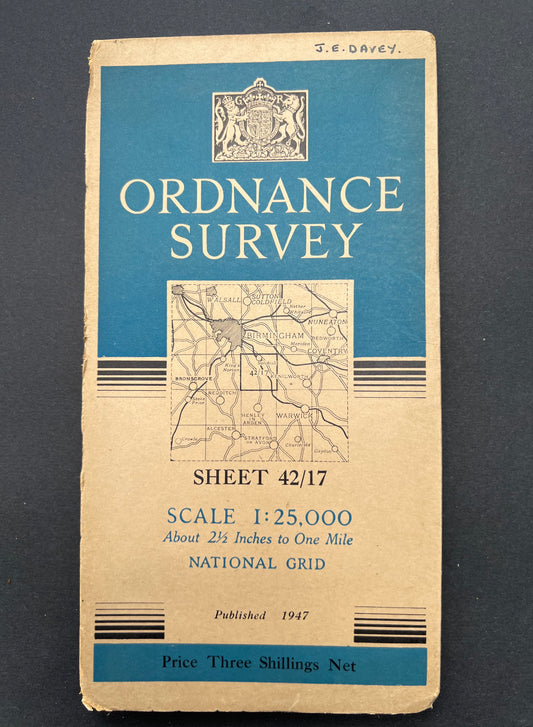 1947 Ordnance Survey 2.5" to mile of SOLIHULL Sheet42/17