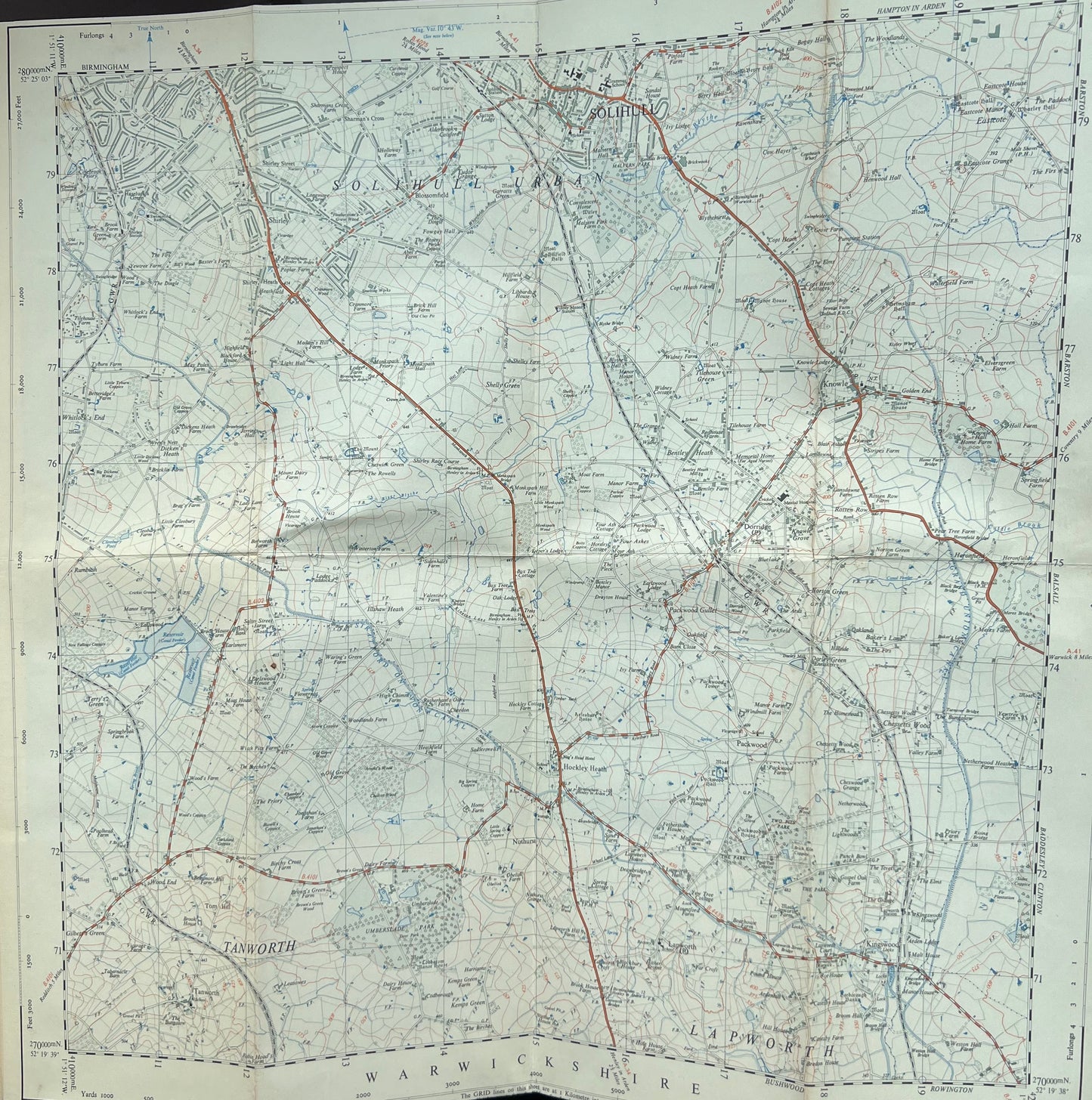 1947 Ordnance Survey 2.5" to mile of SOLIHULL Sheet42/17