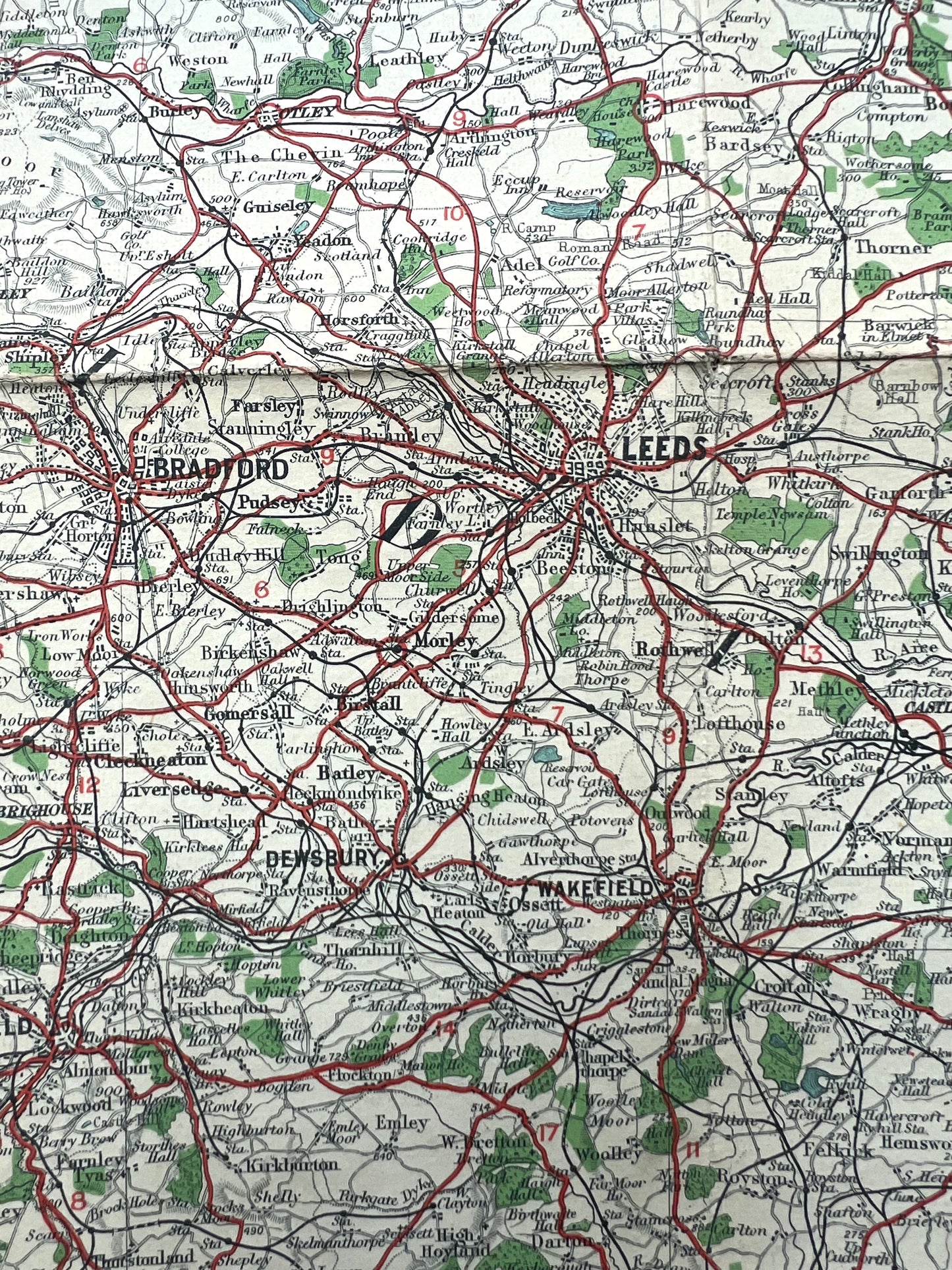 YORK (Section 3) of 1900s Bartholomew’s ROAD MAP of ENGLAND and WALES