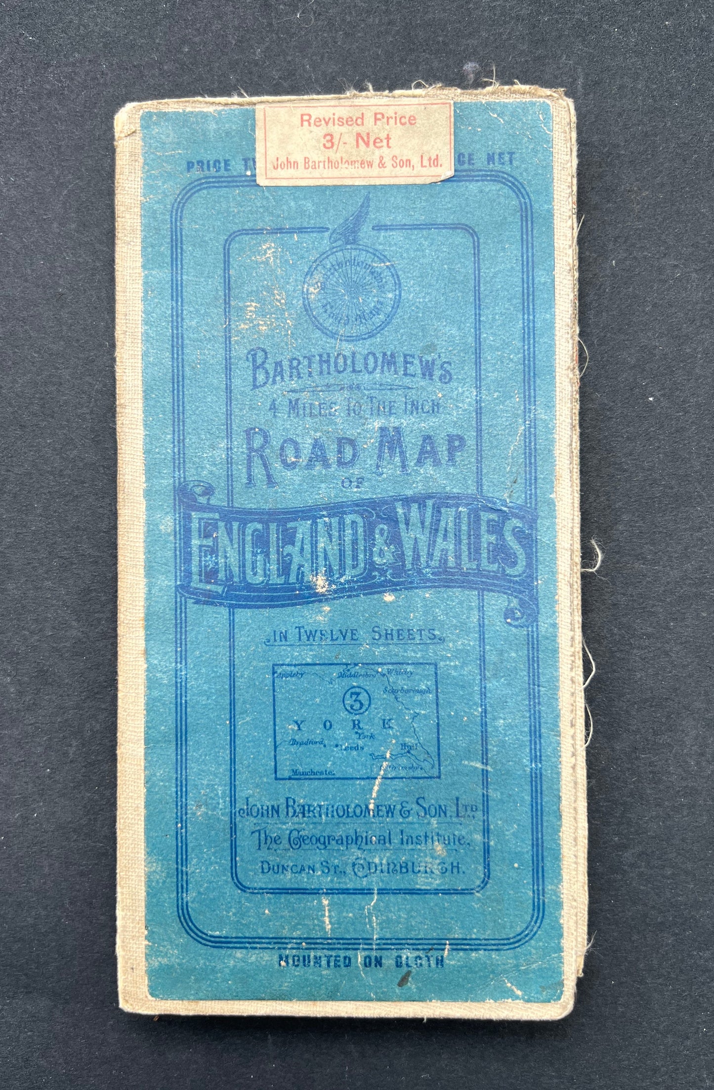 YORK (Section 3) of 1900s Bartholomew’s ROAD MAP of ENGLAND and WALES