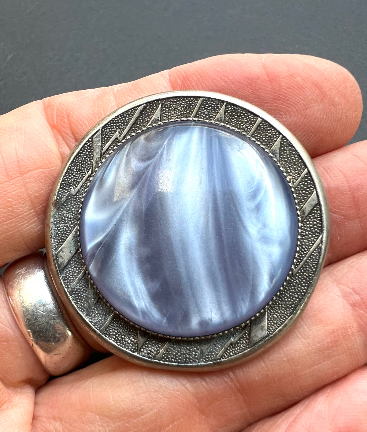Unusual Mid Century Blue Brooch