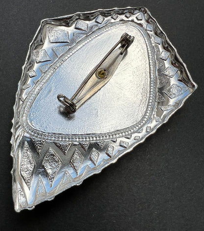 Gloriously Mid Century Blue Brooch