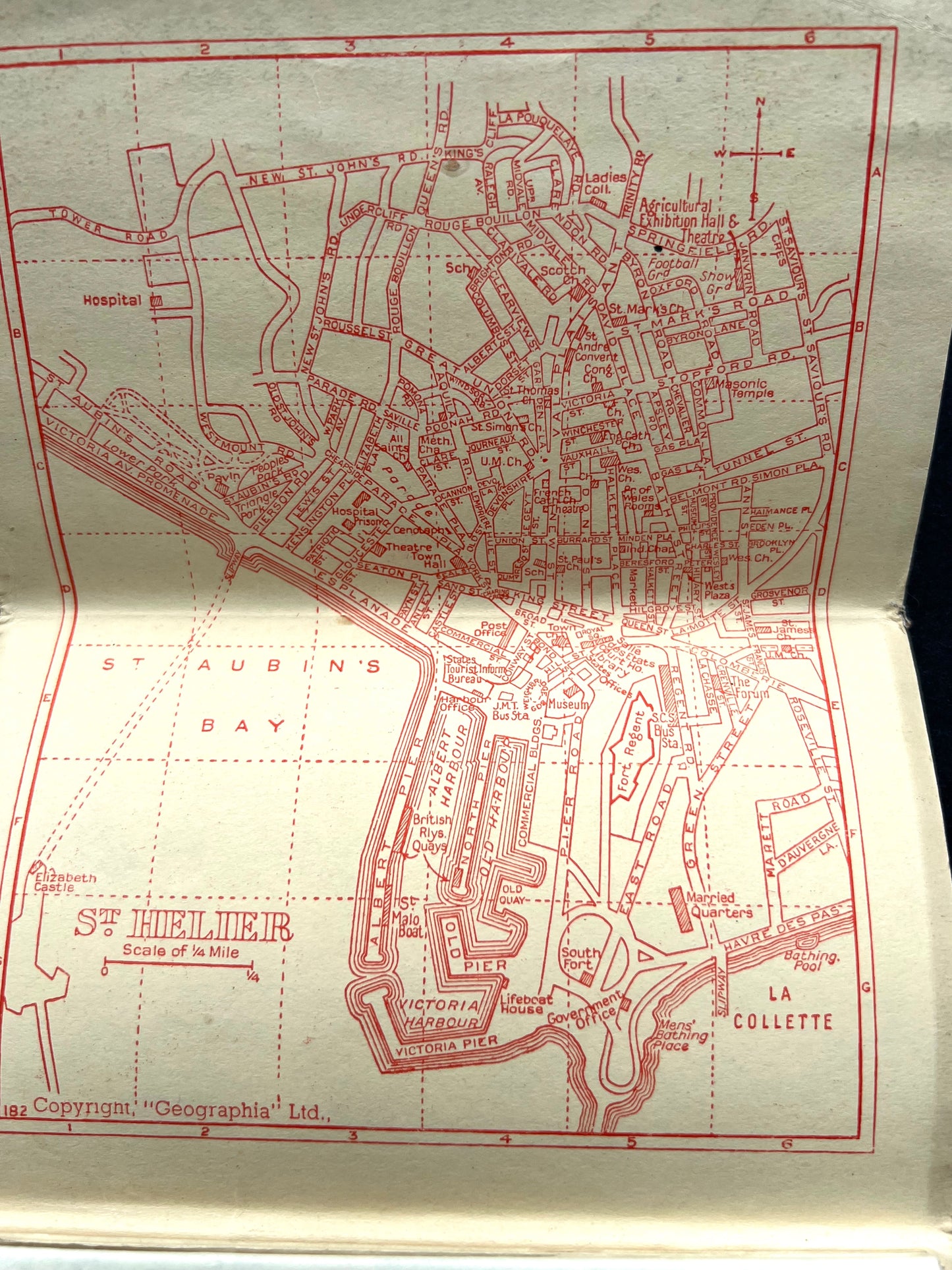 1940s GEOGRAPHIA Rambler's Map of JERSEY