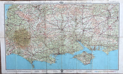 1930s PORTSMOUTH - SALISBURY (21) 1940s Bartholomew's Quarter Inch Automobile Map of Great Britain