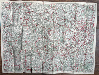 1950s SARGENTS 2 Miles to 1" Cloth Map of 30 MILES ROUND READING